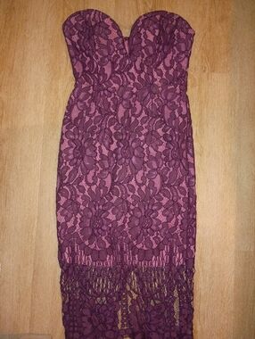 Charlotte Russe Plum Lace Strapless Midi Dress